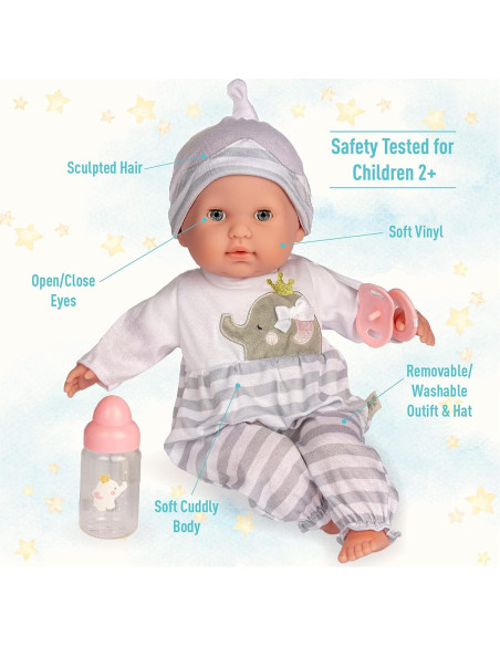 Muñeca de bebé blanda 38 cm con ojos que abren y cierran | JC Toys Muñeca de bebé blanda 38 cm con ojos que abren y cierran | JC Toys