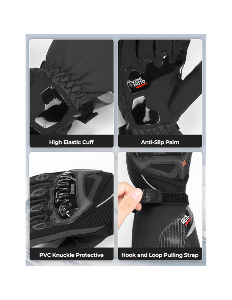 Guantes de Moto KEMIMOTO Invierno Impermeables Táctiles Guantes de Moto KEMIMOTO Invierno Impermeables Táctiles