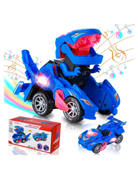 Coche Dinosaurio Transformador LED Hirger Azul 7.5x5.1cm Coche Dinosaurio Transformador LED Hirger Azul 7.5x5.1cm