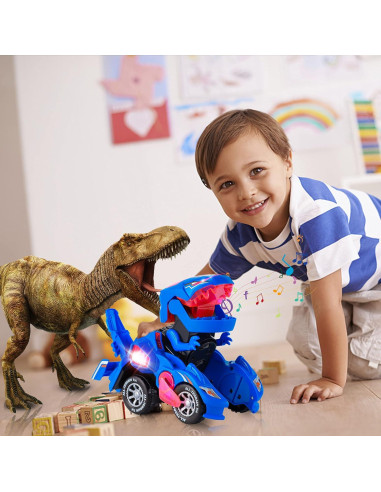 Coche Dinosaurio Transformador LED Hirger Azul 7.5x5.1cm