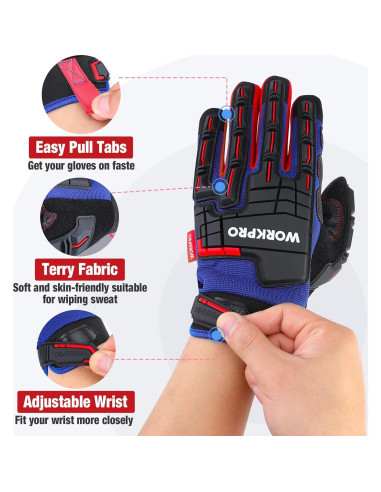 Guantes de Trabajo WORKPRO Medianos con Protección de Impacto