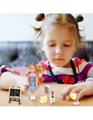 SOTOGO 34 Piezas Accesorios de Escuela para Muñecas Miniatura