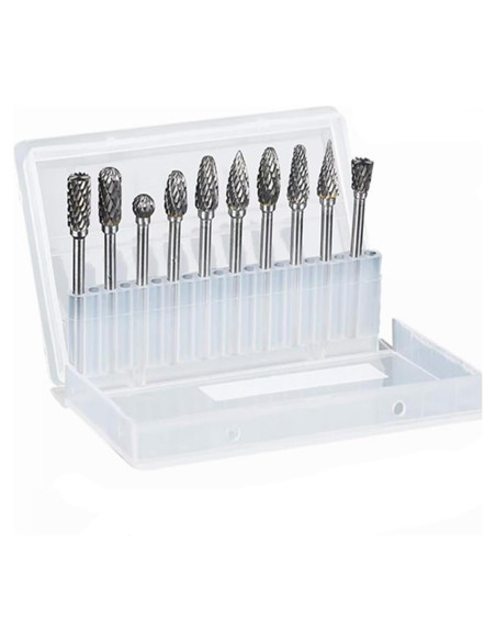 10 Piezas Bits de Carving Carburo Doble Corte HUAHA 3mm 10 Piezas Bits de Carving Carburo Doble Corte HUAHA 3mm