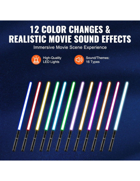 Sable de Luz VEVOR 101,6 cm RGB 12 Colores y Sonido Sable de Luz VEVOR 101,6 cm RGB 12 Colores y Sonido