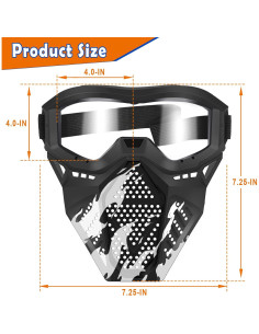 Máscara táctica POKONBOY 2 paquetes para Nerf - Negro y Blanco 2