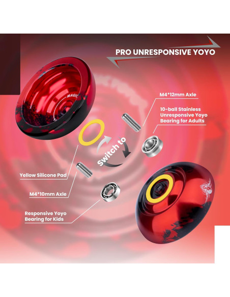 Yoyo Profesional MAGICYOYO N11 Aluminio Negro Rojo 54mm Yoyo Profesional MAGICYOYO N11 Aluminio Negro Rojo 54mm