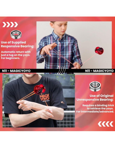 Yoyo Profesional MAGICYOYO N11 Aluminio Negro Rojo 54mm