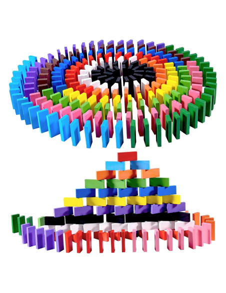 Conjunto de 600 Bloques de Dominó OBTANIM de Madera Coloridos Conjunto de 600 Bloques de Dominó OBTANIM de Madera Coloridos