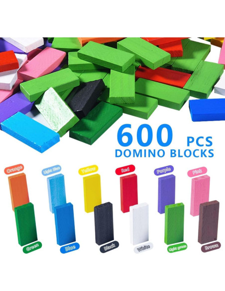 Conjunto de 600 Bloques de Dominó OBTANIM de Madera Coloridos Conjunto de 600 Bloques de Dominó OBTANIM de Madera Coloridos