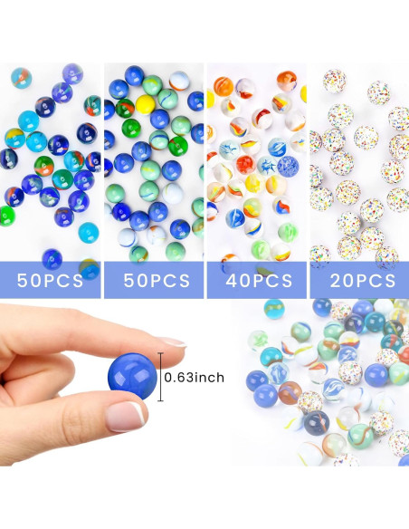 Canicas de Vidrio POPLAY 160PCS para Manualidades Niños Canicas de Vidrio POPLAY 160PCS para Manualidades Niños