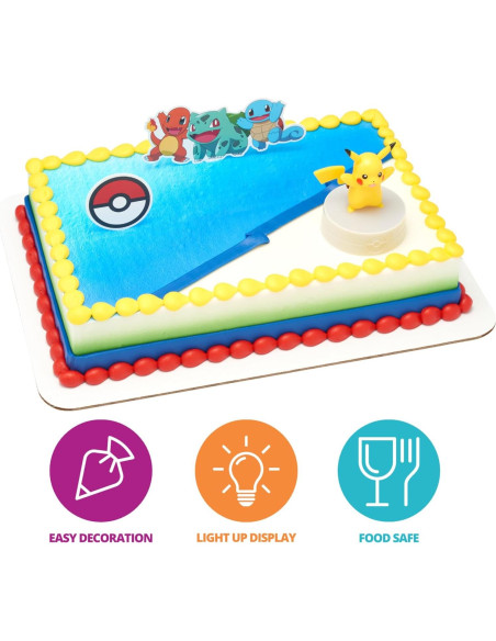 Topper de Pastel Pikachu Iluminado DecoSet - 3 Piezas Topper de Pastel Pikachu Iluminado DecoSet - 3 Piezas