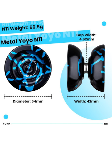 Yoyo Profesional MAGICYOYO N11 Doble Modo Metal Negro Azul Yoyo Profesional MAGICYOYO N11 Doble Modo Metal Negro Azul