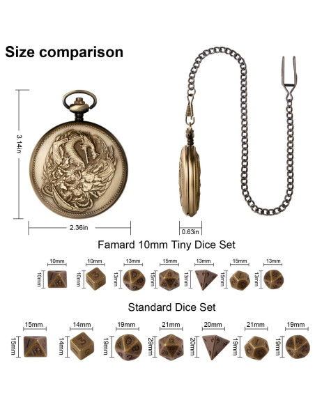 Juego de Dados DND Metálicos 10mm con Estuche Vintage Juego de Dados DND Metálicos 10mm con Estuche Vintage