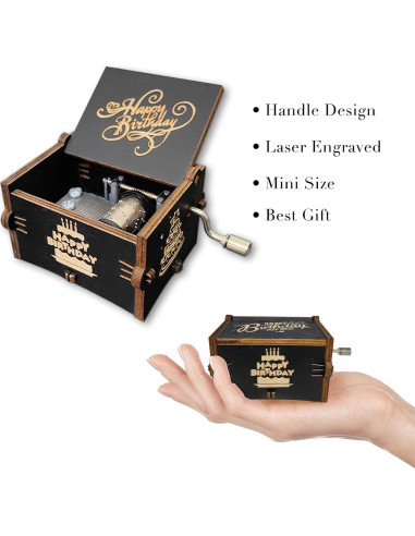 Caja de Música Bolunlun Feliz Cumpleaños Madera Portátil