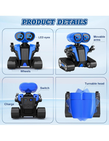 Robot Infantil Control Remoto MindPal Azul Recargable LED
