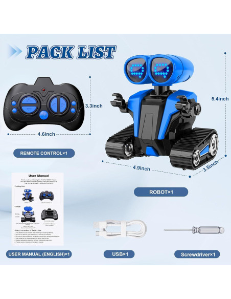 Robot Infantil Control Remoto MindPal Azul Recargable LED Robot Infantil Control Remoto MindPal Azul Recargable LED