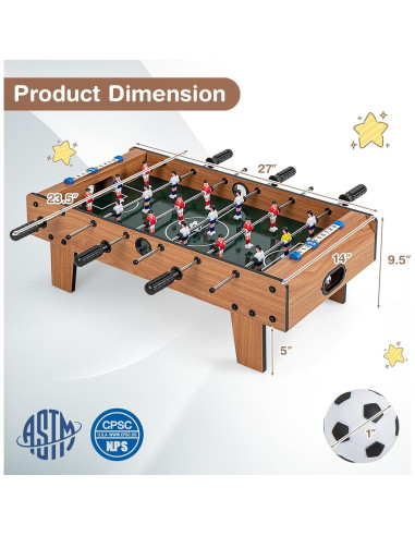 Mesa de Futbolín Giantex 68.58x35.56cm para Niños y Adultos