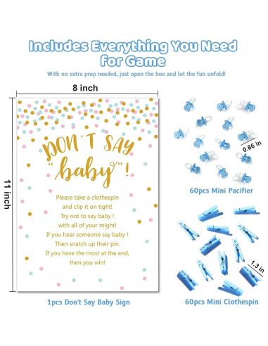 Juego de Pinzas Baby Shower ZJJZGYXINTAI 60 Mini Chupetes