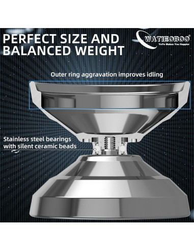 Yoyo Profesional WATIEOBOO de Titanio con 10 Cuerdas - Plata