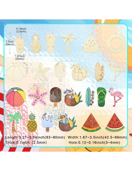 32 Piezas Charms de Madera Tema Playa Gythara para DIY 32 Piezas Charms de Madera Tema Playa Gythara para DIY