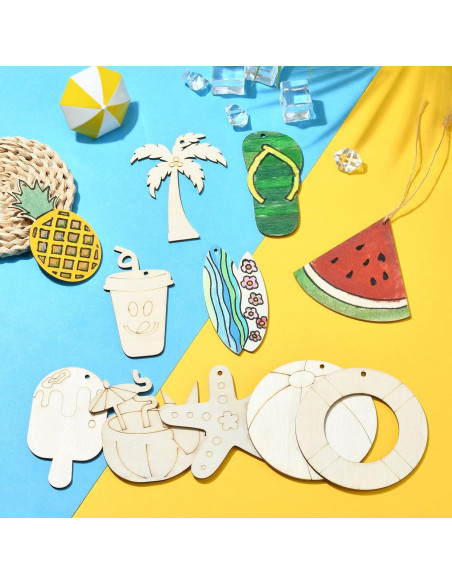 32 Piezas Charms de Madera Tema Playa Gythara para DIY 32 Piezas Charms de Madera Tema Playa Gythara para DIY