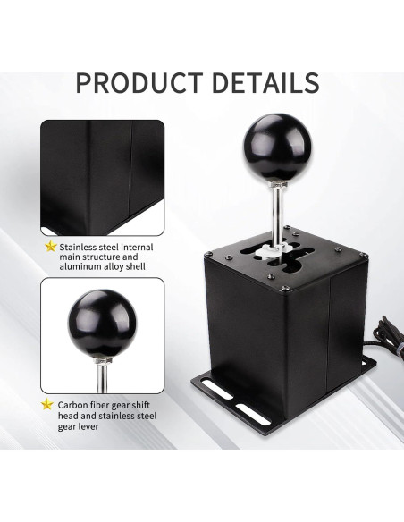 Simulador de PC USB RASTP Shifter 6+R Compatible Logitech Simulador de PC USB RASTP Shifter 6+R Compatible Logitech