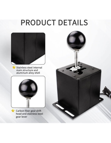 Simulador de Cambios RASTP USB 6+R para Volantes Logitech y Thrustmaster