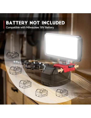 Luz de trabajo LED Ecarke 90W para batería Milwaukee 18V