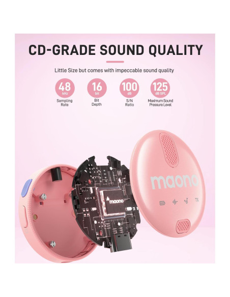 Micrófono Lavalier Inalámbrico MAONO WM620 Rosa 48kHz Micrófono Lavalier Inalámbrico MAONO WM620 Rosa 48kHz