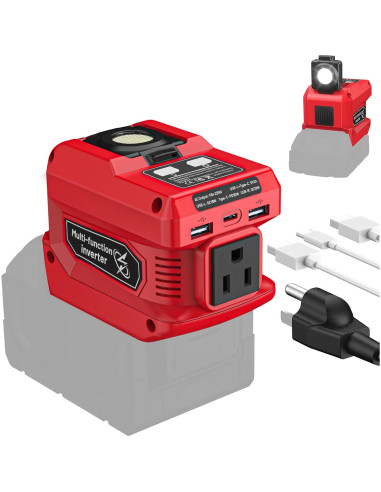 Inversor 220W Azocek Compatible Batería Milwaukee 18V AC 110V