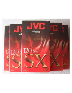 Cintas VHS JVC T-120SX Alto Rendimiento Paquete de 5