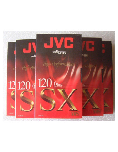 Cintas VHS JVC T-120SX Alto Rendimiento Paquete de 5 Cintas VHS JVC T-120SX Alto Rendimiento Paquete de 5