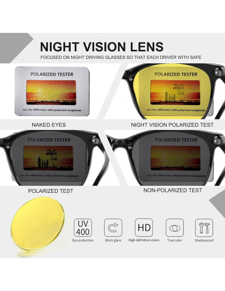 Gafas de Conducción Nocturna HAOLOTA Polarizadas HD Tinte Amarillo Gafas de Conducción Nocturna HAOLOTA Polarizadas HD Tinte Amarillo