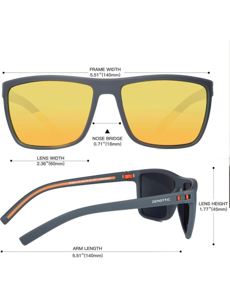 Gafas de sol ZENOTTIC TR90 polarizadas UV400 para hombres Gafas de sol ZENOTTIC TR90 polarizadas UV400 para hombres