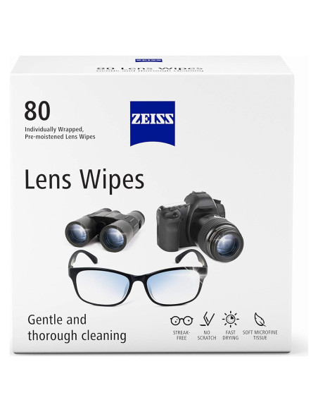 Toallitas de limpieza de lentes ZEISS prehumedecidas 80 unidades Toallitas de limpieza de lentes ZEISS prehumedecidas 80 unidades