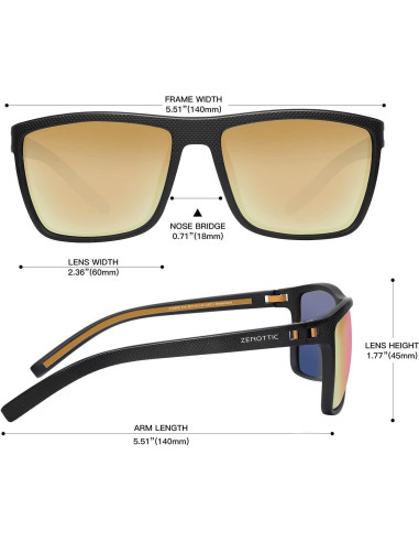 Gafas de sol ZENOTTIC para hombres TR90 UV400 polarizadas