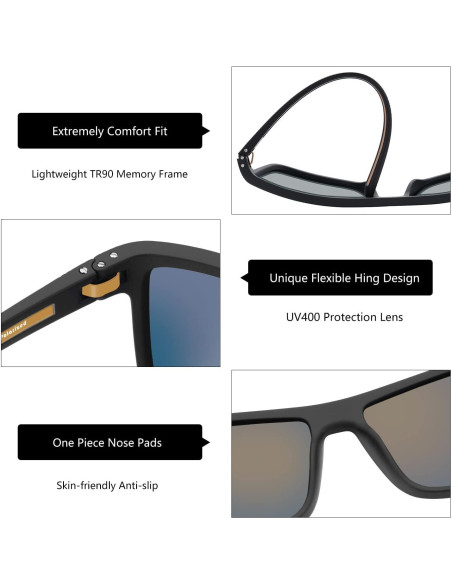 Gafas de sol ZENOTTIC para hombres TR90 UV400 polarizadas Gafas de sol ZENOTTIC para hombres TR90 UV400 polarizadas