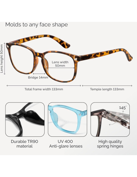 Gafas de lectura CCVOO unisex 2.75x anti luz azul Gafas de lectura CCVOO unisex 2.75x anti luz azul