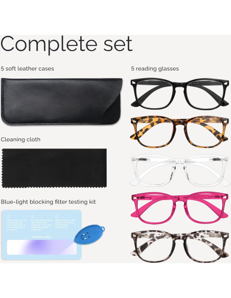 Gafas de lectura CCVOO 6 Pack Mezcla 1.5x Anti Luz Azul Gafas de lectura CCVOO 6 Pack Mezcla 1.5x Anti Luz Azul