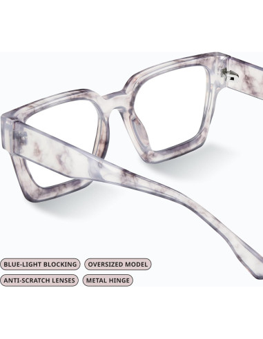 Gafas de luz azul oversized para mujer - Marco preppy chic