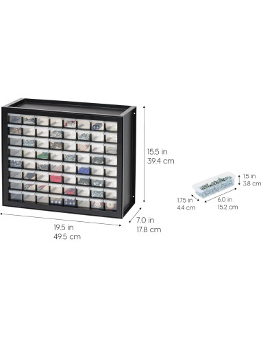 Organizador de Almacenamiento IRIS USA 64 Cajones Plástico Negro