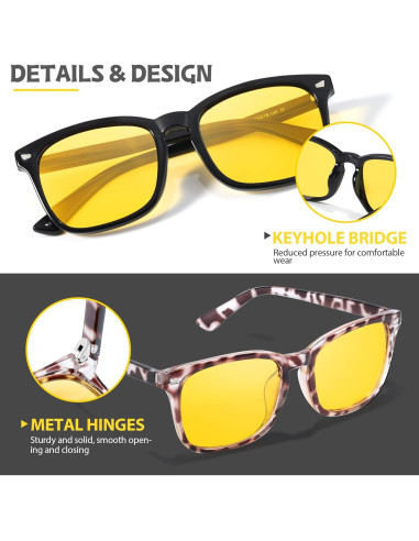 Gafas de Visión Nocturna LVIOE Amarillas Antirreflejo 2 Pack