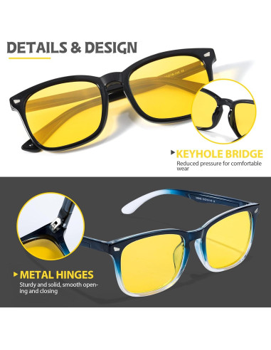 Gafas de Visión Nocturna LVIOE Amarillas Antirreflejo 2 Pack