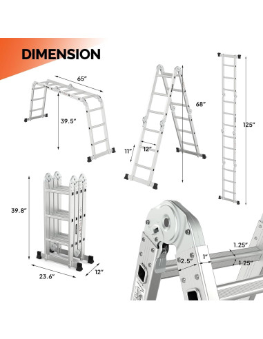 Escalera Plegable Multiusos Aluminio 3.81m ESCALERASLADDERS