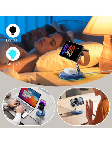 Estación de Carga 3 en 1 OUOTOO Mag-Safe para iPhone, AirPods, iWatch