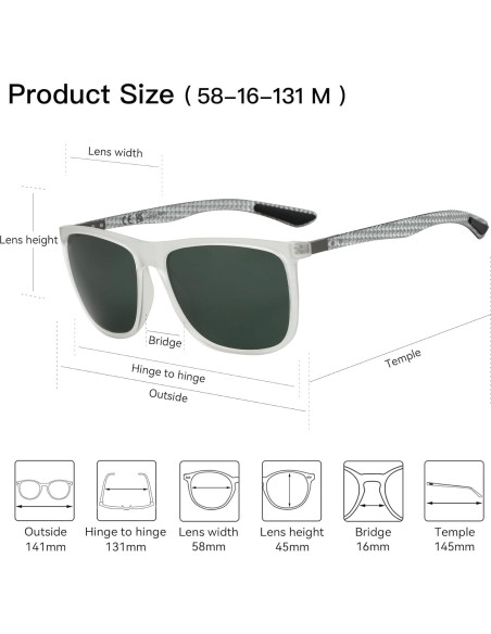 Gafas de sol ZENOTTIC cuadradas UV400 para hombres Gafas de sol ZENOTTIC cuadradas UV400 para hombres