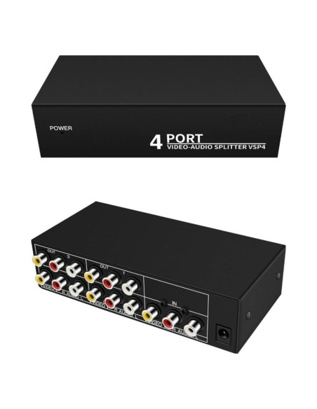 Divisor de Audio Video Suckoo 3RCA 1 Entrada 4 Salidas Divisor de Audio Video Suckoo 3RCA 1 Entrada 4 Salidas