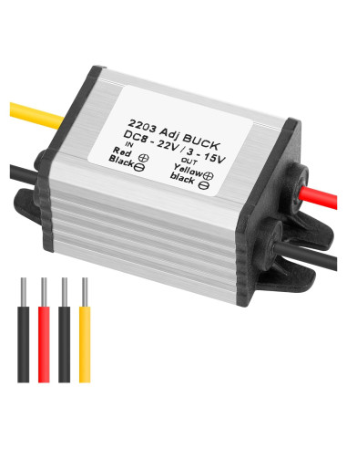 Convertidor Buck DC-DC YELUFT 8-22V a 3-15V 3A Impermeable