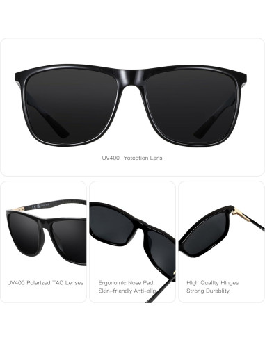 Gafas de sol ZENOTTIC cuadradas polarizadas UV400 para hombres