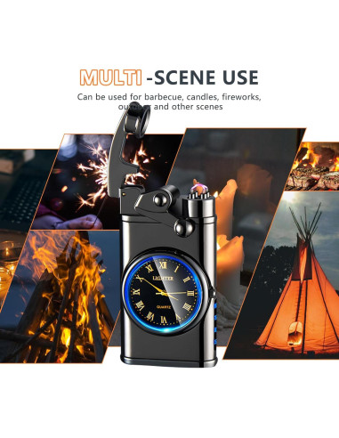 Encendedor Eléctrico Plasma SKRFIRE Negro Multifuncional